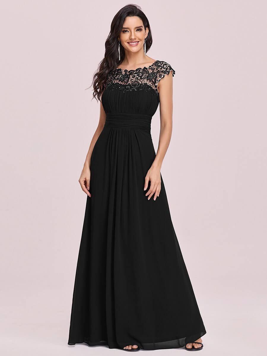 Allanah cap sleeve lace and chiffon bridesmaid dress darker colors - Bay Bridesmaid