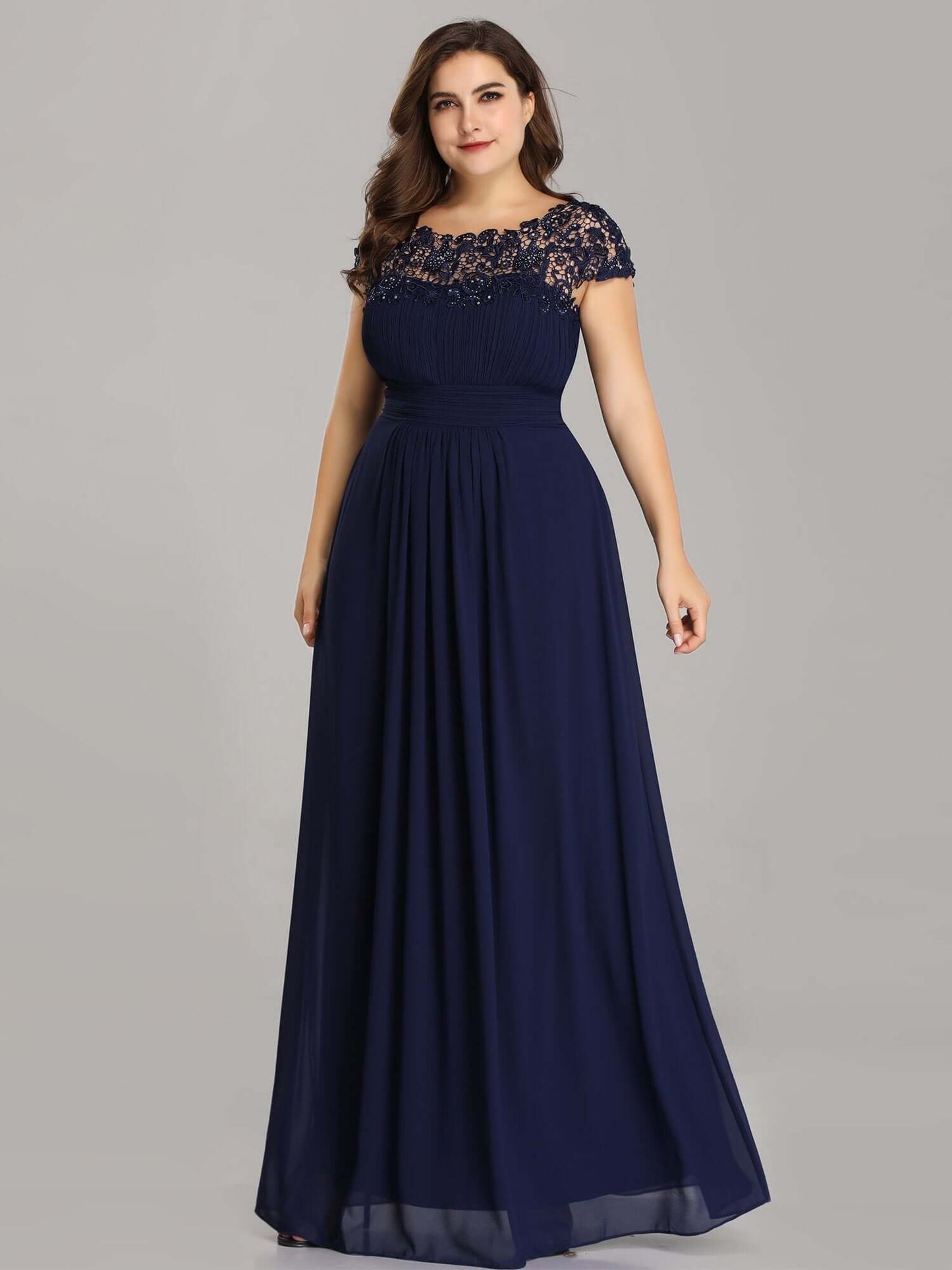 Allanah cap sleeve lace and chiffon bridesmaid dress darker colors - Bay Bridesmaid