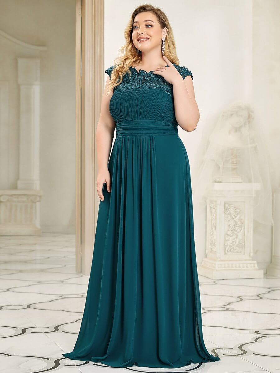 Allanah cap sleeve lace and chiffon bridesmaid dress darker colors - Bay Bridesmaid