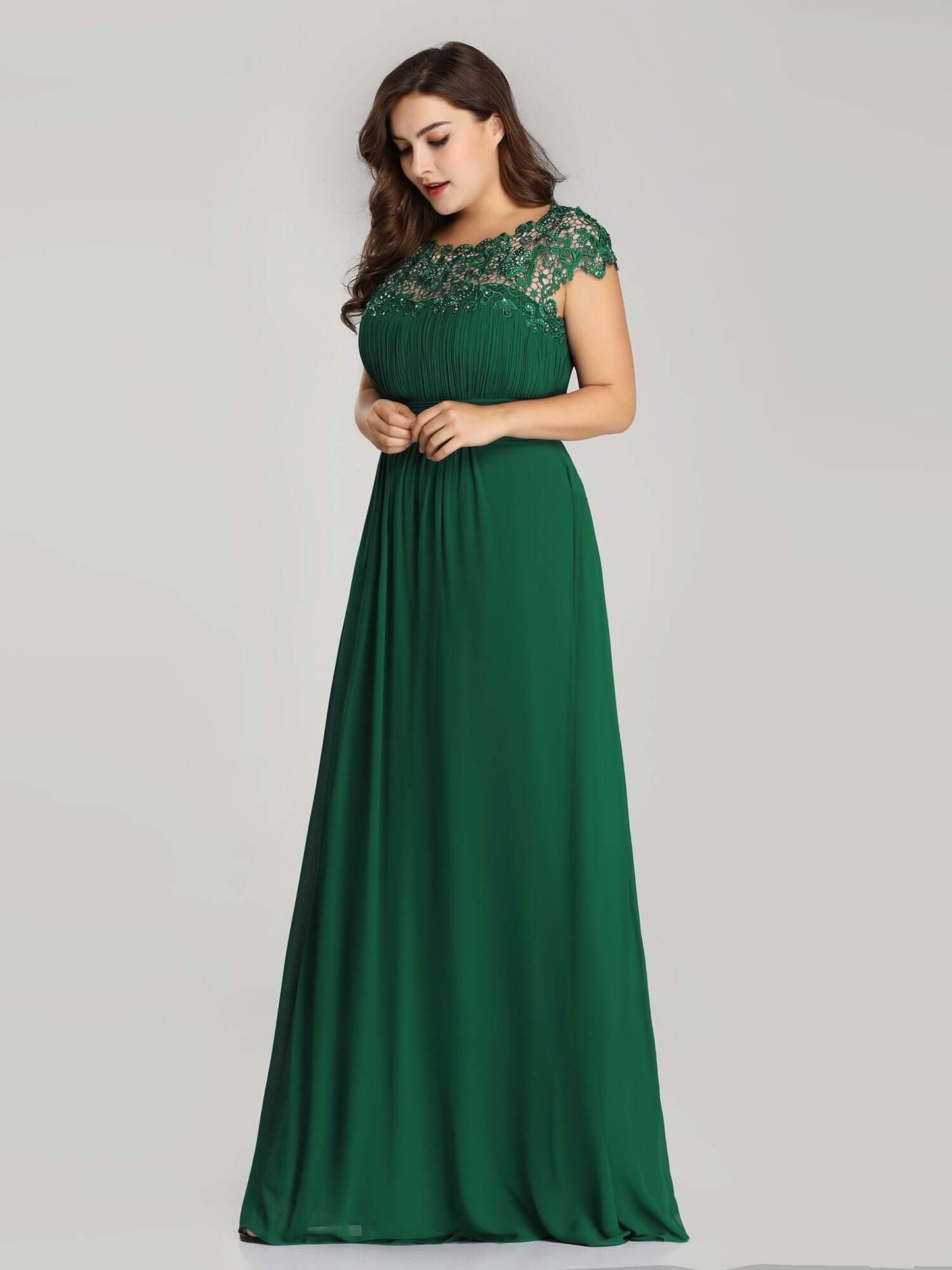 Allanah cap sleeve lace and chiffon bridesmaid dress darker colors - Bay Bridesmaid