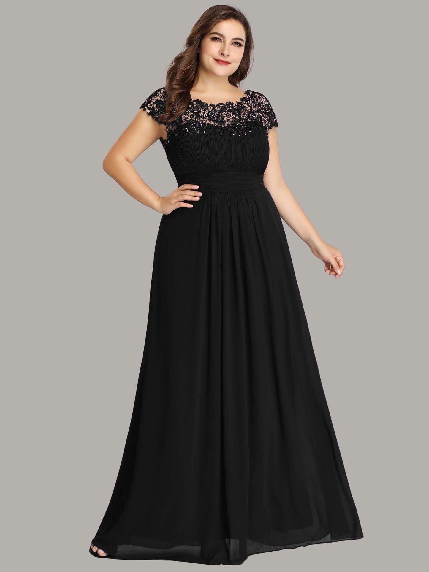 Allanah cap sleeve lace and chiffon bridesmaid dress darker colors - Bay Bridesmaid