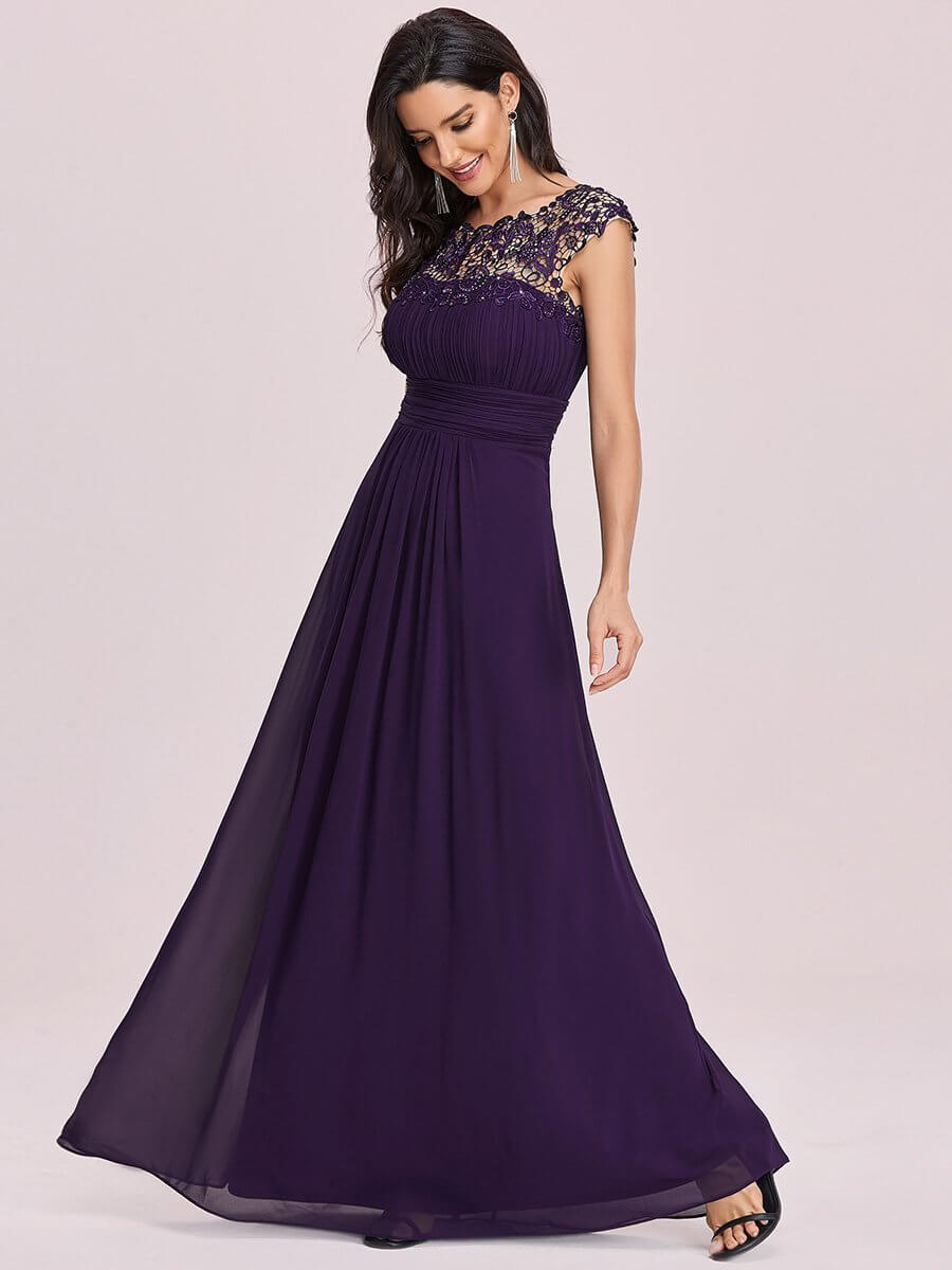 Allanah cap sleeve lace and chiffon bridesmaid dress darker colors - Bay Bridesmaid