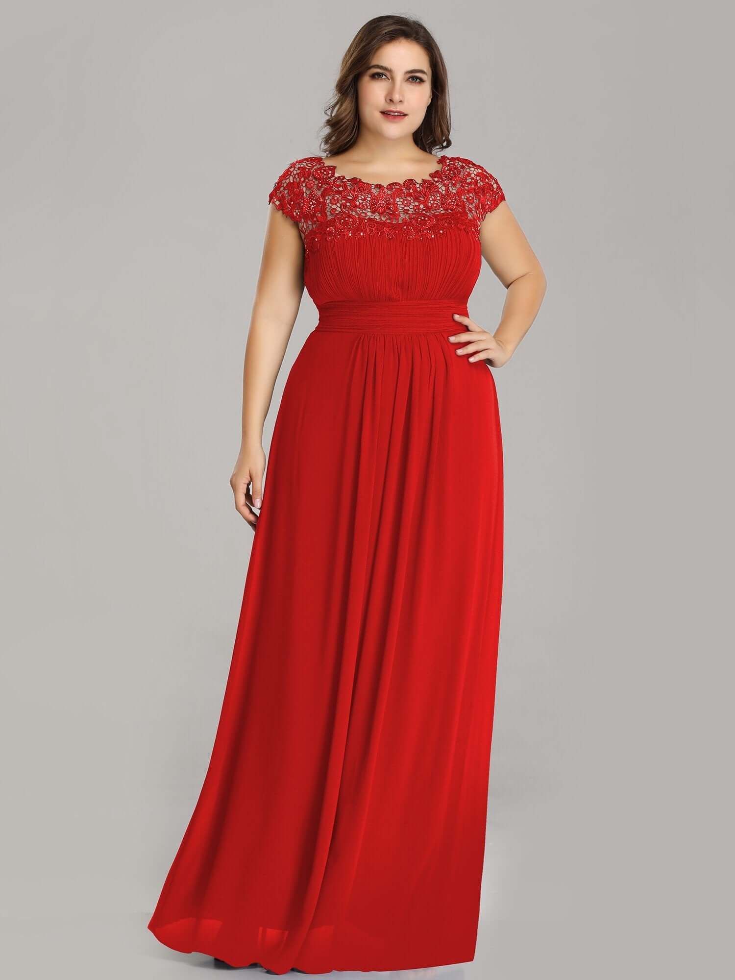 Allanah cap sleeve lace and chiffon bridesmaid dress darker colors - Bay Bridesmaid