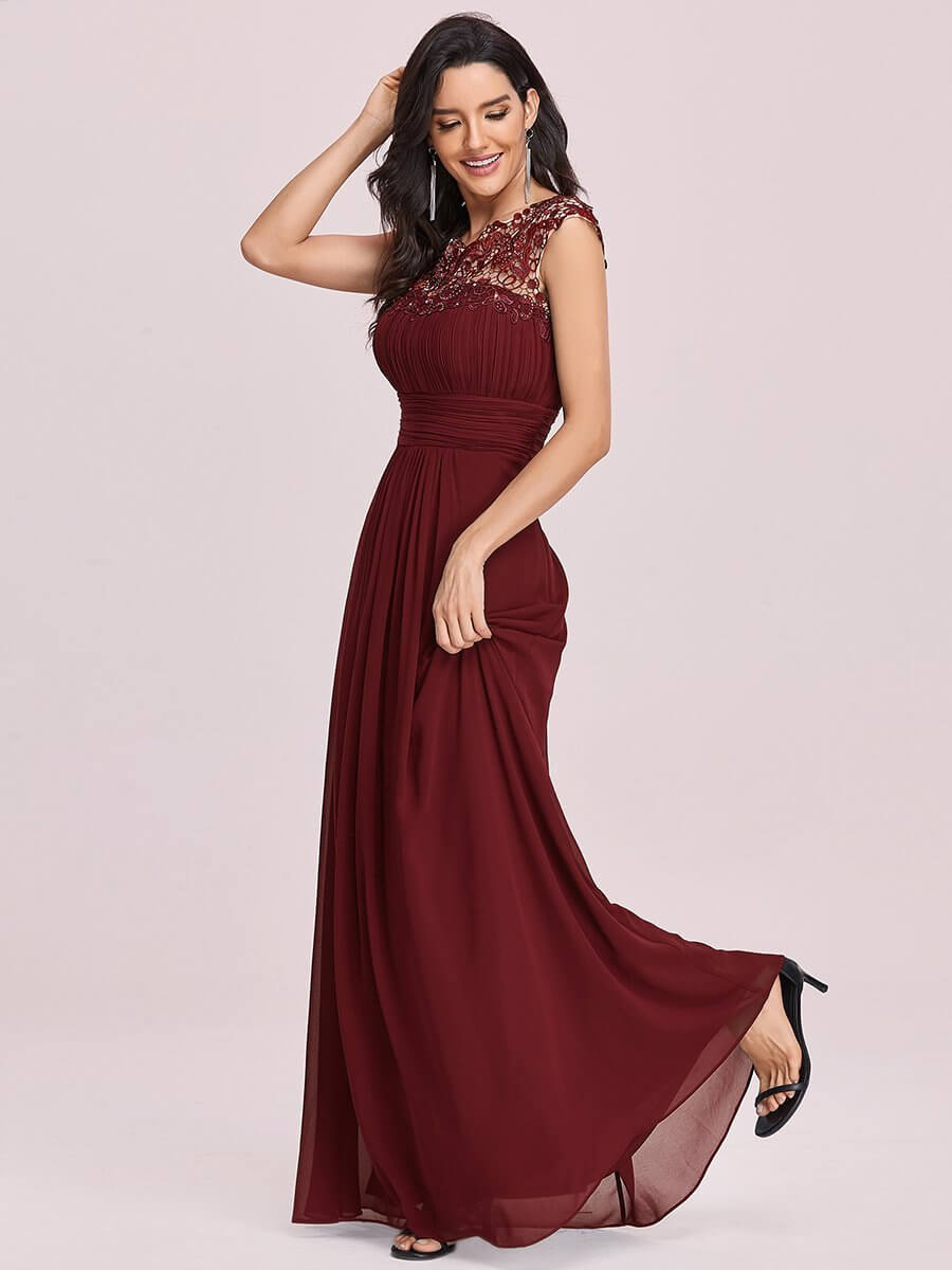 Allanah cap sleeve lace and chiffon bridesmaid dress darker colors - Bay Bridesmaid