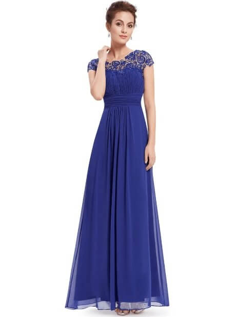 Allanah cap sleeve lace and chiffon bridesmaid dress darker colors - Bay Bridesmaid