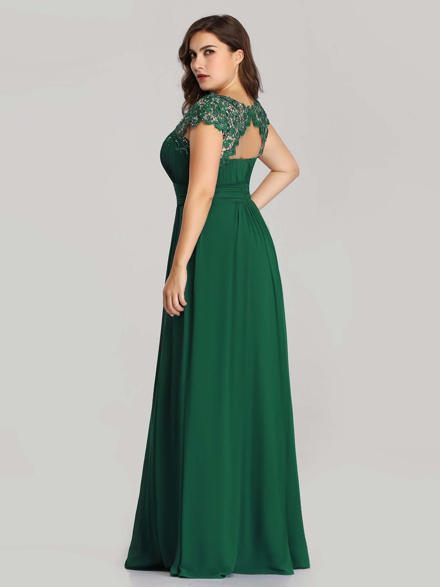 Allanah cap sleeve lace and chiffon bridesmaid dress darker colors - Bay Bridesmaid