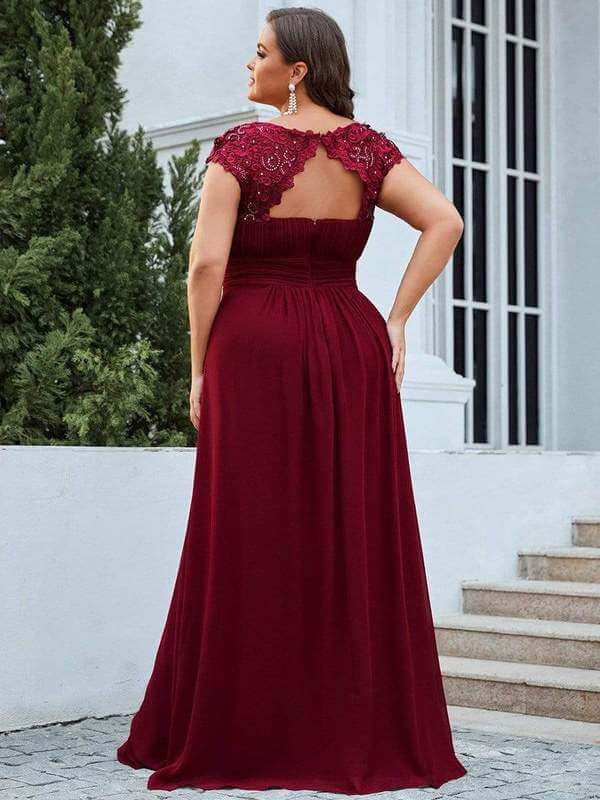 Allanah cap sleeve lace and chiffon bridesmaid dress darker colors - Bay Bridesmaid