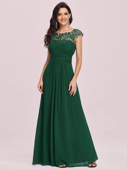 Allanah cap sleeve lace and chiffon bridesmaid dress darker colors - Bay Bridesmaid