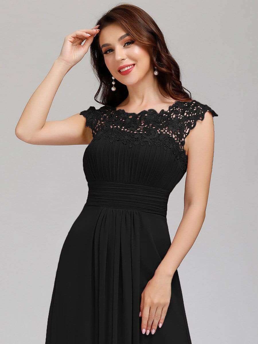 Allanah cap sleeve lace and chiffon bridesmaid dress darker colors - Bay Bridesmaid