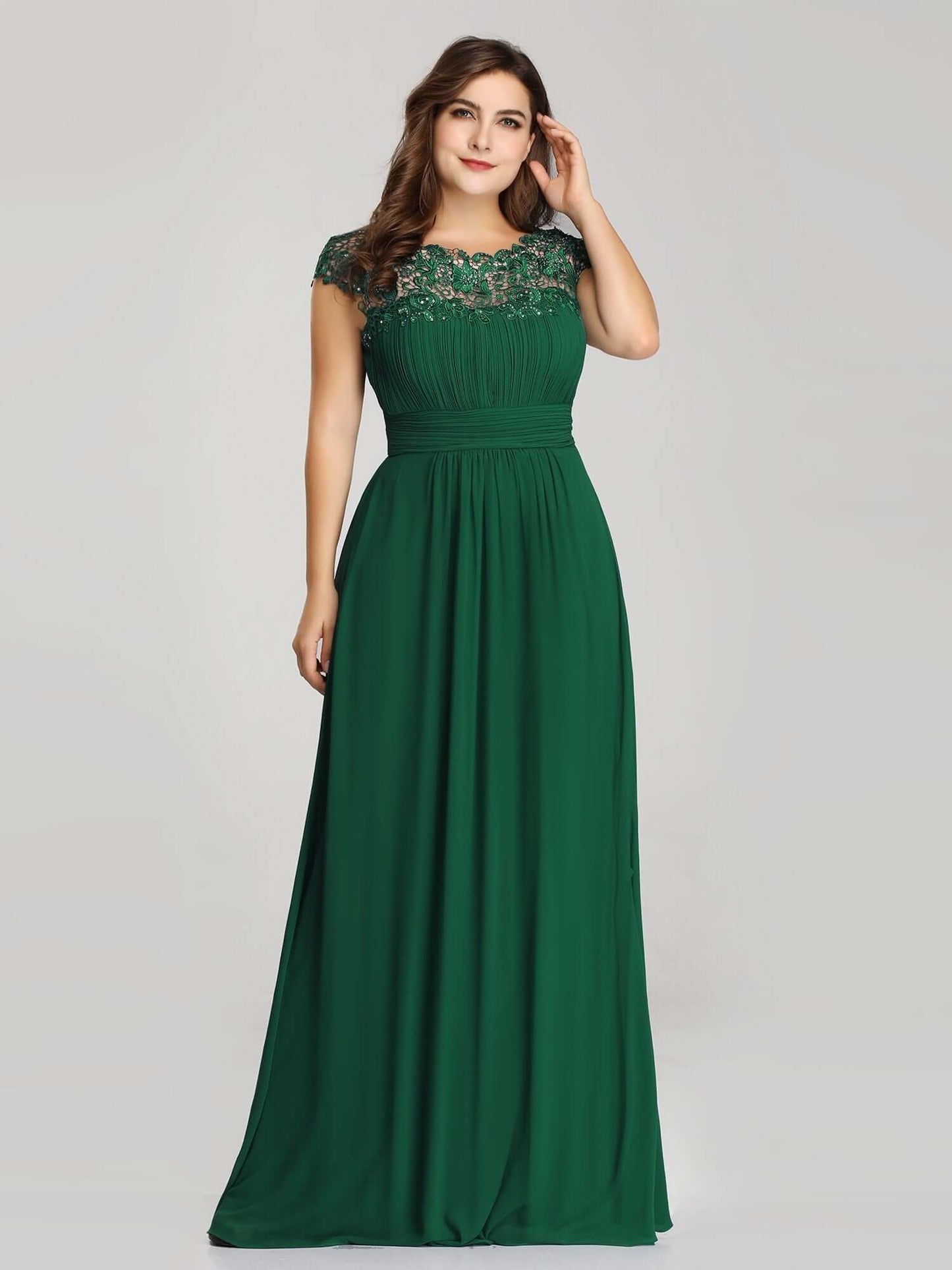 Allanah cap sleeve lace and chiffon bridesmaid dress darker colors - Bay Bridesmaid