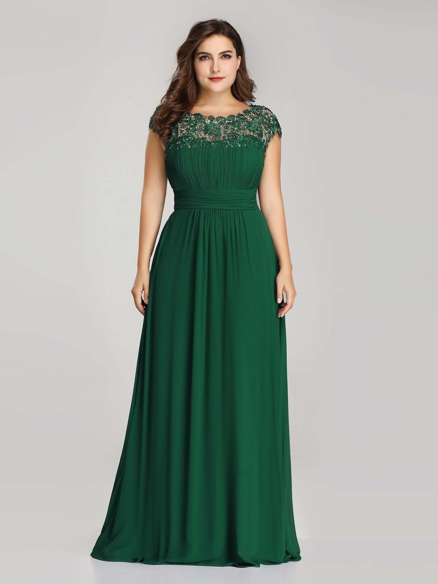 Allanah cap sleeve lace and chiffon bridesmaid dress darker colors - Bay Bridesmaid