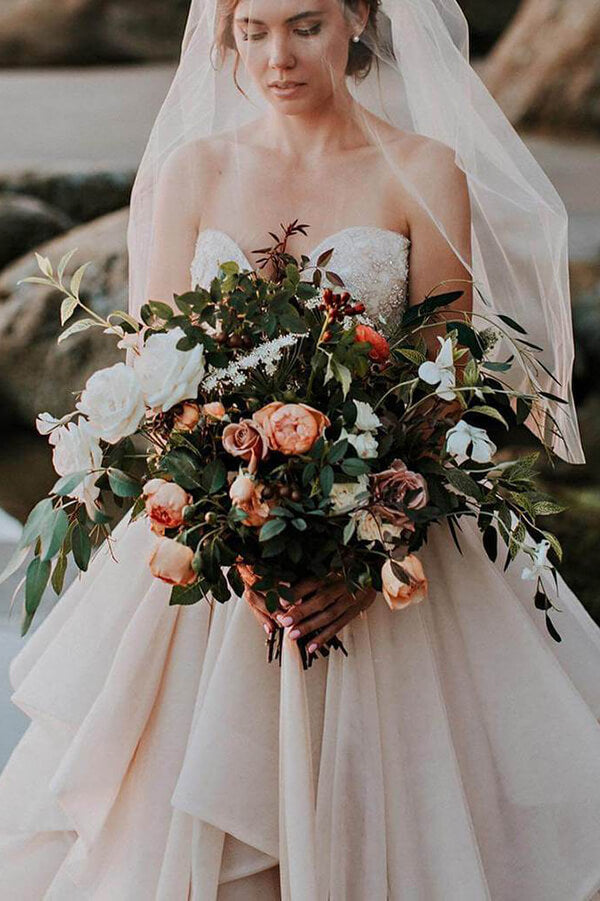 Ball Gown Sweetheart Beaded Tiered Skirt Wedding Dresses, Bridal Gown, MW579 | cheap wedding dress | bridal gowns | beaded wedding dress | www.musebridals.com