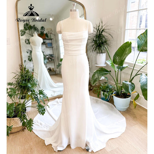 Roycebridal Beach Mermaid/Trumpet Boho Soft Satin Pleat Women Wedding Dress Sweep Train Off Shouler Bridal Reception Wedding Party Gown 2025