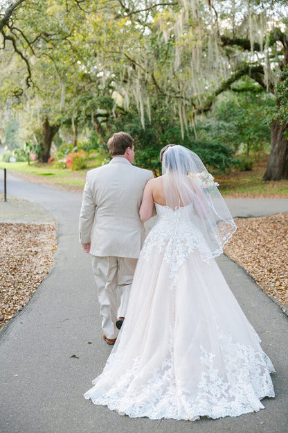 Blush Pink Tulle Lace Sweetheart Wedding Dresses, A-line Bridal Gowns, MW607 | a line lace wedding dress | outdoor wedding dress | cheap lace wedding dress | www.musebridals.com