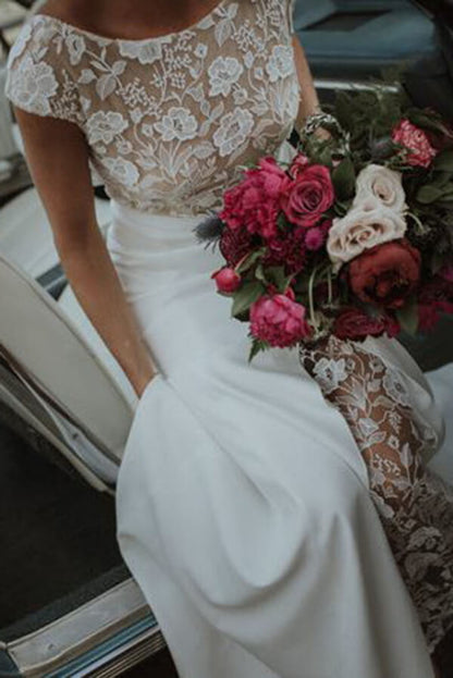 satin lace wedding dresses near me | long wedding dresses | wedding dresses stores | boho wedding dresses | www.musebridals.com