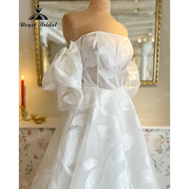 Roycebridal Brautkleid Princess Lace Floral Off Shoulder Wedding Dress with Short Sleeve 2024 Bridal Gown Women robe de soirée de mariage