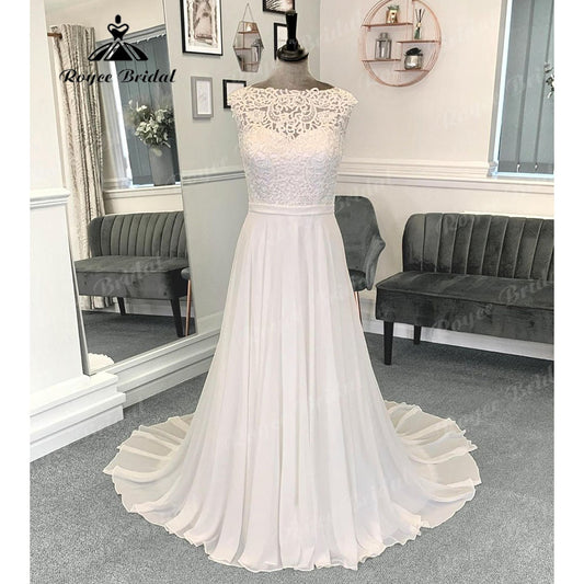 Brautkleid Sleeveless Beach Lace Bodice Chiffon Boho Wedding Gown for Women 2024 Summer Bridal Gown Custom Made vestido longo