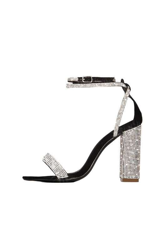 Rhinestone Chunky Heel One Buckle Sexy High Heel Sandals