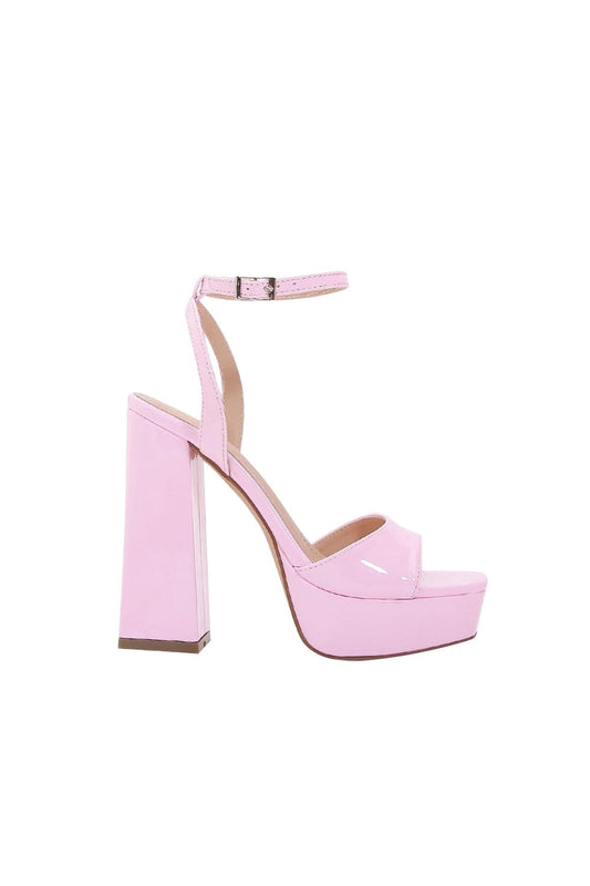 Chunky Pink One Strap High Heel Sandals