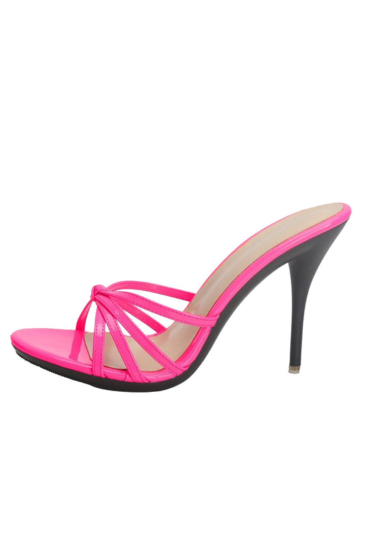 Hot Pink Pointed Toe Stiletto Sandals