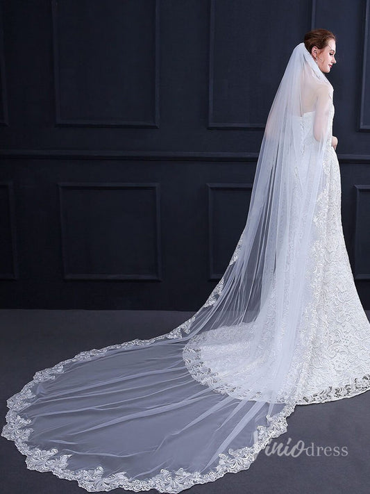 Cathedral Length Lace Mantilla Veil Viniodress TS18013-Veils-Viniodress-Ivory-Viniodress