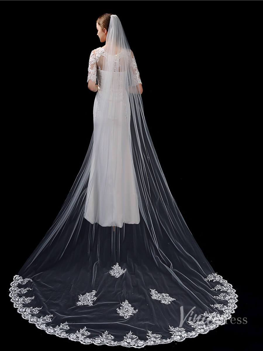 Cheap Lace Cathedral Veil Viniodress TS1914-Veils-Viniodress-Ivory-Viniodress