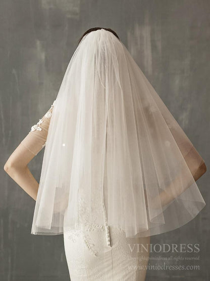 Cheap Simple Tulle Bridal Blusher Veils AC1239-Veils-Viniodress-Ivory-Viniodress