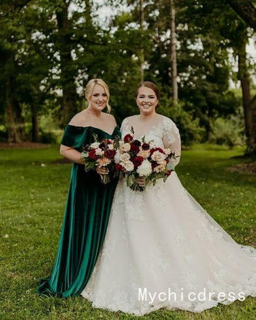 Roycebridal Cheap Emerald Green Velvet Bridesmaid Dresses 2025 Long Wedding Guest Dress