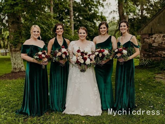 Roycebridal Cheap Emerald Green Velvet Bridesmaid Dresses 2025 Long Wedding Guest Dress