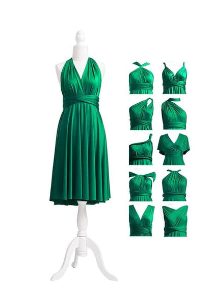 Cheap Infinity Chiffon Emerald Green Junior Bridesmaid Dresses Multiway