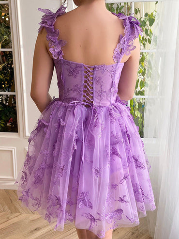 Chic Sweetheart Homecoming Dresses with Butterfly Appliques