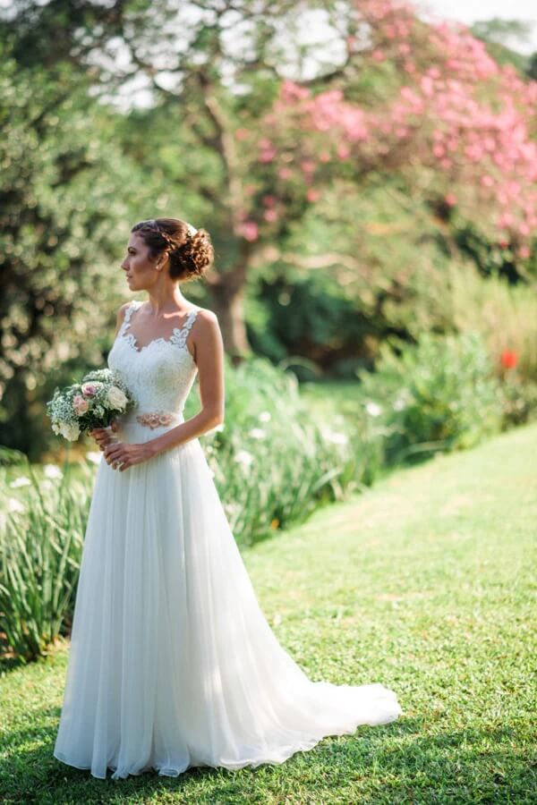 Chiffon A-line Sweetheart Beach Wedding Dresses With Lace Appliques, MW786 | chiffon wedding dresses | bridal gowns | wedding dresses online | musebridals.com