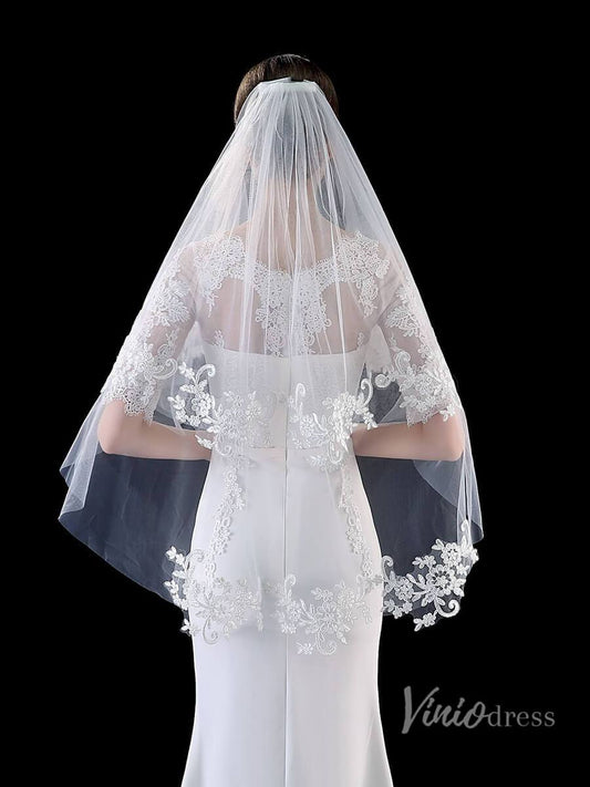 Classic Fingertip Length Bridal Veil Viniodress TS1902-Veils-Viniodress-Ivory-Viniodress