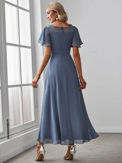 Connie chiffon tea length high low mother of the bride dress - Bay Bridal and Ball Gowns