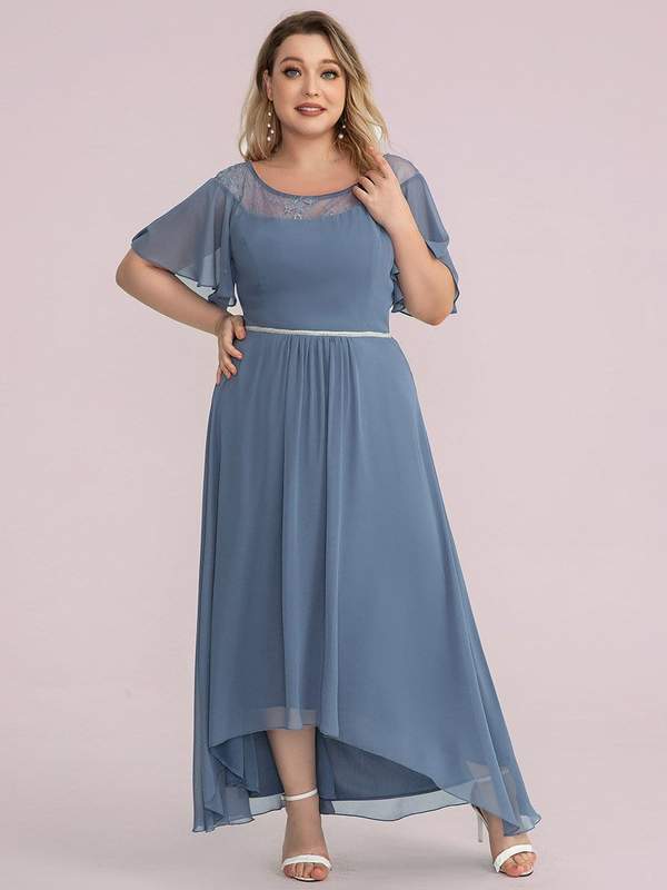 Connie chiffon tea length high low mother of the bride dress - Bay Bridal and Ball Gowns