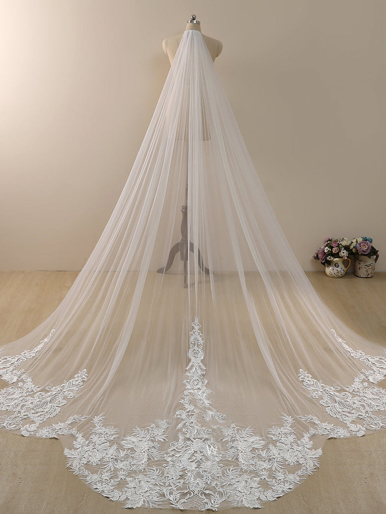 Roycebridal Vintage Lace Cathedral Veil Shaped Bridal Veil Wedding Veil