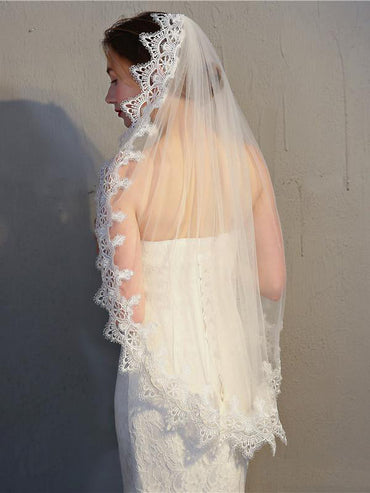 Roycebridal Vintage-Inspired Bridal Mantilla Veils Short Wedding Veil