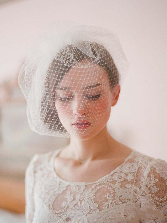 Roycebridal Vintage-Inspired Ivory Tulle and Mesh Birdcage Veils