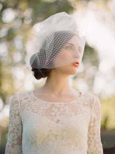 Roycebridal Vintage-Inspired Ivory Tulle and Mesh Birdcage Veils