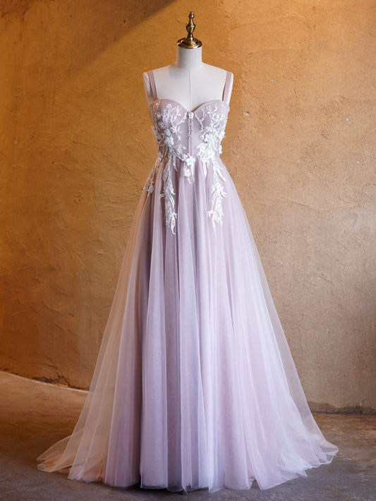 Roycebridal Felicity |Lavender A-line Sweetheart Neckline Tulle Sweep Train Prom Dress