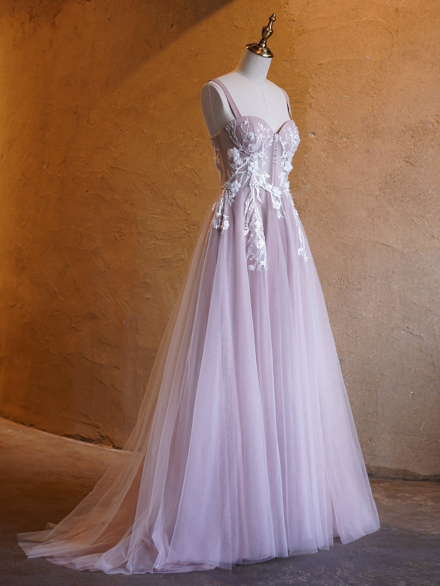 Roycebridal Felicity |Lavender A-line Sweetheart Neckline Tulle Sweep Train Prom Dress