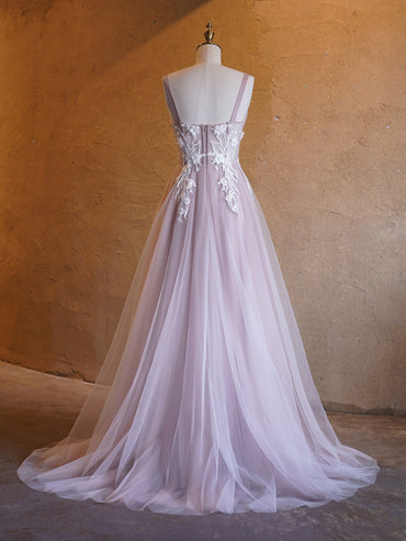 Roycebridal Felicity |Lavender A-line Sweetheart Neckline Tulle Sweep Train Prom Dress