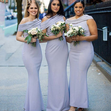 Cheap Dusty Bule Bridesmaid Dresses One Shoulder Wedding Guest Dresses