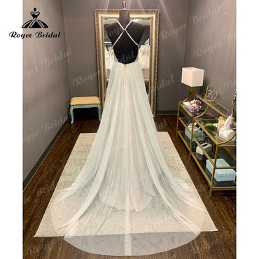 Elgant hochzeitskleid Boho A Line Halter Backless Lace Bodice Tulle Open Back Wedding Dress Wedding Gown Vestidos De Noiva 2025