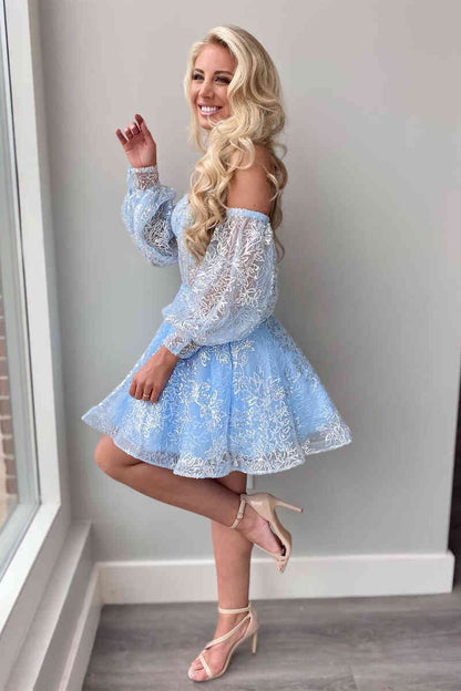 Lorna |A Line Sweetheart Corset Homecoming Dress with Sleeves