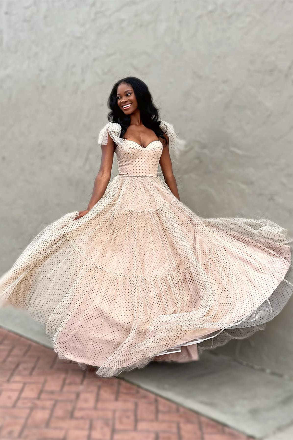 Roycebridal Skyler |A-line Sweetheart Dot Tulle Prom Dress