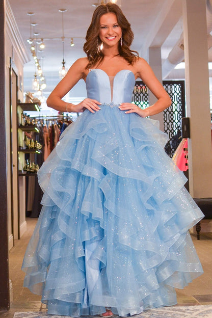 Roycebridal Lylah |Princess Strapless Satin Glitter Tulle Prom Dress