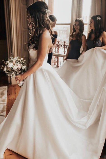 Fabulous Ivory Satin Ball Gown Sweetheart Wedding Dresses, Bridal Gown, MW626 | a line wedding dresses | bridal gowns | cheap wedding dress online | www.musebridals.com