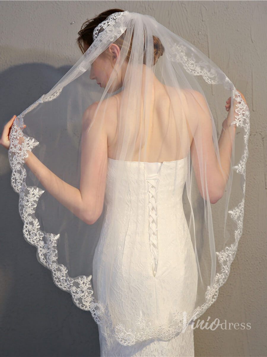 Fingertip Length Mantilla Veil Viniodress TS17122-Veils-Viniodress-Ivory-Viniodress