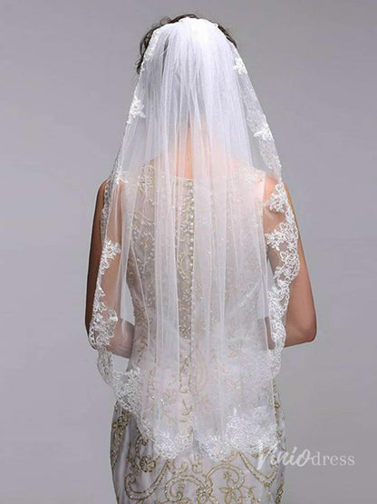 Fingertip Length Mantilla Veil Viniodress TS17122-Veils-Viniodress-White-Viniodress